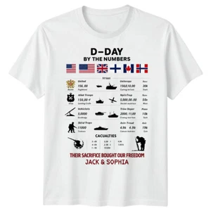 By The Numbers Personalised D-Day T-Shirt Tee 1944 World War II Normandy #DD - Picture 1 of 19
