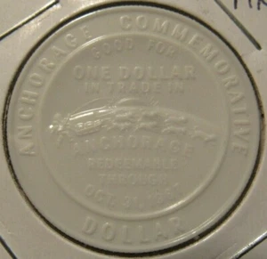 1967 Anchorage, AK Gedenkdollar weißer Kunststoff Handelszeichen - Alaska - Bild 1 von 2