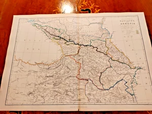 1859 Large Hand Colour Map Blackie Isthmus Caucasus & Armenia Georgia Azerbaijan - Picture 1 of 1