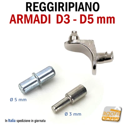 SHOPISNOW REGGIRIPIANO PERNO PER ARMADI RIPIANI D3mm D5mm DOPPIO PERNO REGGIMENSOLA MOBILI