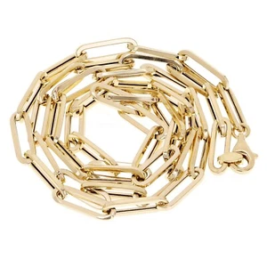 Italian 14k Yellow Gold Hollow Paper Clip Chain Necklace 16" 4.2mm 5.5 grams - Picture 1 of 5