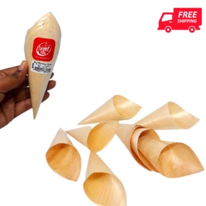 Bamboo Wooden Sushi Appetizer Serving Cones 5 inch Japanese Platter Charcuterie - Picture 1 of 20