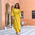 Bollywood Traditional Style Mirror Work Kurti Pants V  Neck Indian Party Wear