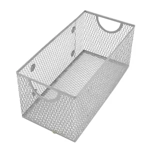 Silver Mesh Open Bin Storage Basket DVD CD Book Holder, 11 x 5.5 x 5 #1118 - Picture 1 of 5