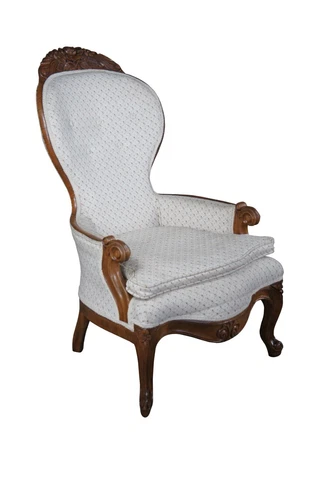 Antique Victorian Eastlake Walnut Spoon Back Parlor Library Accent Arm Chair Cover
