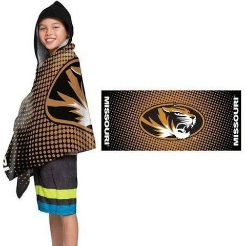 Missouri Tigers Dots Youth Terry Cloth Hooded Towel Wrap 22" x 51" Cover