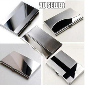 Stainless Steel Business Card Holder ID Name Credit Case Cover Metal Silver - Picture 1 of 13