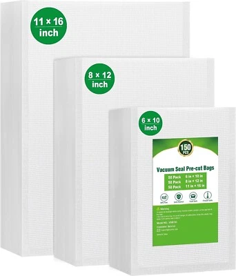 11"x16" 8"x12" 6"x10" Vacuum Sealer Bags Food Saver Sealing Machine Kitchen Bag - Image 1 of 4