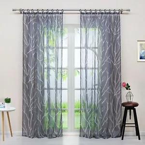 Gardinen mit Ösen/Schlaufen/Kräuselband Vorhang Voile Dekoschals Transparent A-2 - Bild 1 von 32