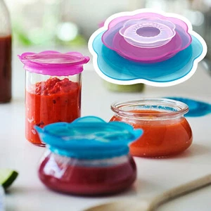 Silicone Stretch Lids Set Reusable Food Petal-Shaped Bowl Covers Set Of 3 - Picture 1 of 11