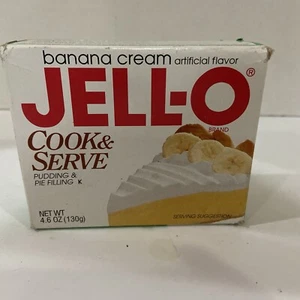 Vintage Jello Kochen und Servieren Bananencreme, 4,6 Unzen Box Requisite Gelatine Dessert Neu aus altem Lagerbestand versiegelt - Bild 1 von 2