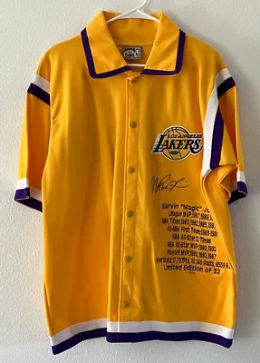 Magic Johnson Lakers FIRMADA Autógrafo Calentamiento Chaqueta STEINER Edición Limitada/32 Foto 1 de 4