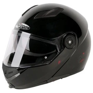 Nitro F345 Motorcycle Helmet Gloss Black Flip Up Front Motorbike Crash Lids DVS - Picture 1 of 2