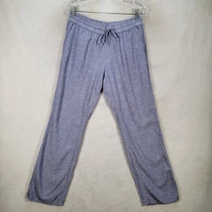Guess Womens Pants Size S Blue Linen Blend Straight Leg Loungewear FLAW Trouser - Picture 1 of 18