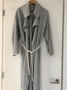 Bassike grey wool long coat with drawstring size S - Picture 1 of 13