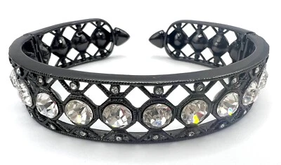 House of Harlow 1960 Nicole Richie Gunmetal Crystal Pave Cuff Foto 1 de 4