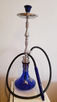 Premium Shisha / Wasserpfeife, Metallguss mit Silikonschlauch & Glas-Mundstück - Bild 1 von 4