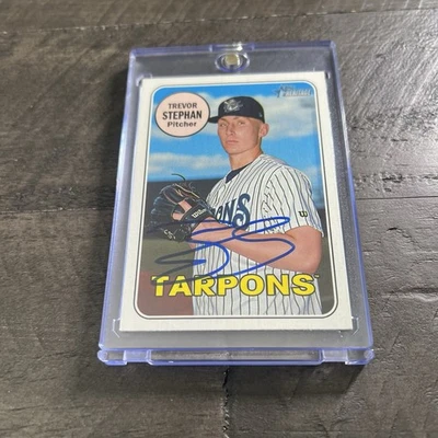 Trevor Stephan Signed IP Auto 2018 Topps Heritage Minors #51 RC AU Tampa Tarpons - Image 1 of 4