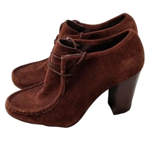 Y2K Ralph Lauren Brown Suede Heeled Ankle Booties sz 9 - Picture 1 of 9