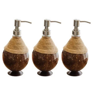 3 Seifenspender aus natürlicher Kokosnussschale für Badezimmer, Handwäsche, Waschbecken Handarbeit - Bild 1 von 6