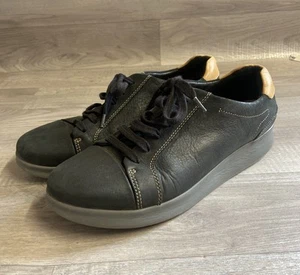 Clarks Unstructured Black/White Leather Women's Lace Up Trainers Size UK 6D - Picture 1 of 24