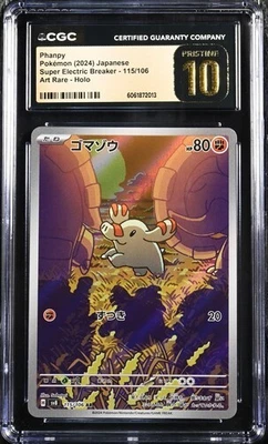 ✨✨ CGC 10 Pristine Phanpy 115/106 AR Super Electric Breaker sv8 Pokemon Card - Image 1 of 2