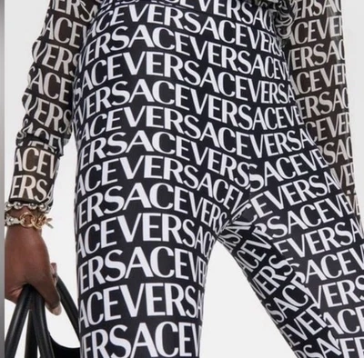 Sehr guter Zustand Authentic Versace Monogram Print Leggings Damen schwarz weiß Gr. 44 US 8 - Bild 1 von 4