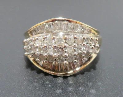10K 2TONE LADIES NATURAL DIAMOND CLUSTER RING 1.00 tcw SZ 7 6.96 g(G135054-3) - Image 1 of 4