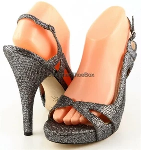 198 $ Via Spiga Adrianna 2 Designer-Abend-Plateausandalen silber Glitzer 10 - Bild 1 von 4