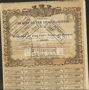 DECO => Chemins de Fer des CHARENTES, obligation (G) - Picture 1 of 1