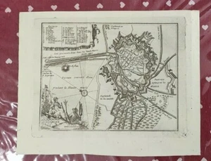 ANCIENT ORIGINAL ENGRAVING CARTE DUNQUERQUE DUNKUERQUE XVIII SEC. - Picture 1 of 2