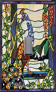 Light Switch Plate Outlet Covers ~ STAINED GLASS LOOK ~ PEACOCK 2 - Picture 1 of 27