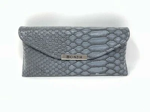 CINZIA EUROPA Eyeglass Case Magnetic Flip Top Semi Hard Faux Crocodile Gray - Picture 1 of 10