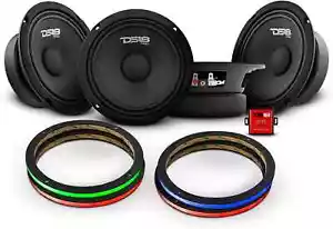 4x DS18 6.5" Speakers with 4x LED RGB Speaker Rings and Bluetooth RGB Controller - Picture 1 of 6