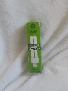 GE Biax D ECO 4 Broches  Compact Fluorescent Light Bulb 13W/4 Pin/G24q-1   NEW - Picture 1 of 8
