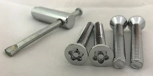 (4) SCREWS (1) KEY WHEEL RIM CENTER CAP BOLT SET TAPER SEAT 2" LONG 5/16" THREAD - Picture 1 of 1