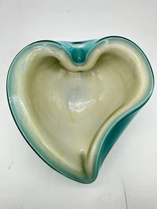 Murano Venetian Ashtray Mid-Century Aventurine Art Glass Heart Shape - Picture 1 of 18