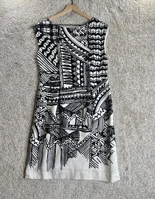 Vestido Chicos Para Mujer 1 Donna Morgan Lino Abstracto Estampado Tribal Hasta la Rodilla Foto 1 de 4