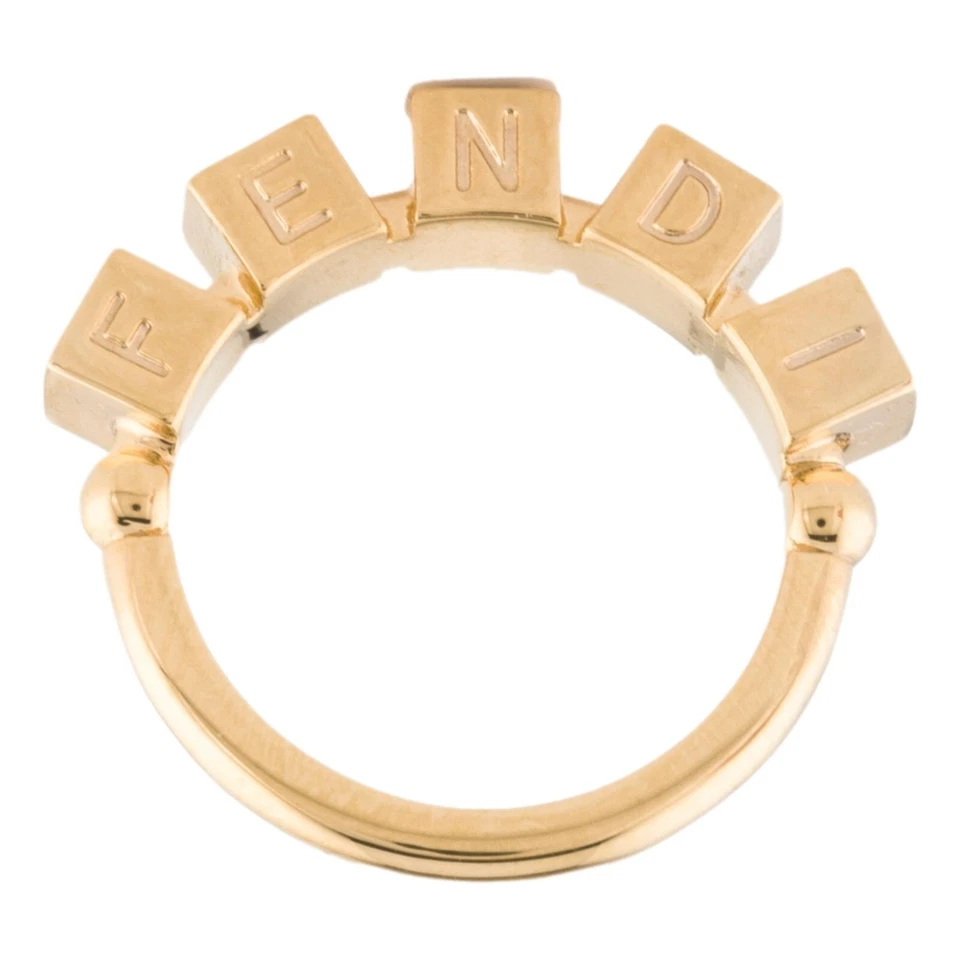 Anillo Fendi Letras Fendigrafía Metal Dorado Talla Mediana NUEVO Foto 1 de 4