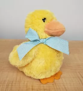 Arco de cinta azul pico pies naranjas animal de peluche pato pollito pato bebé amarillo Gund - Imagen 1 de 12
