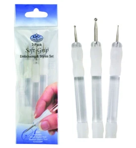 SET 3 WEICHE GRIFF PRÄGUNG & STYLUSWERKZEUGE SECHS VERSCHIEDENE ENDEN PERGAMENTVERFOLGUNG SG95 - Bild 1 von 8