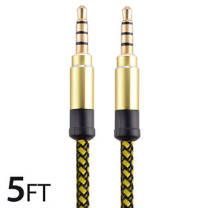 Aux Cable 3.5mm Male to Male Auxiliary Audio Nylon Braided Cord for Car PC Phone