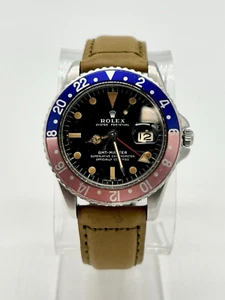 Vintage Rolex 1675 GMT Master Pepsi Pointed Crown Guard Men's Watch - Picture 1 of 10