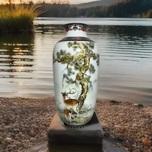 Jarrón antiguo de porcelana del período de cerámica de la dinastía china Jingdezhen ciervo de la suerte - Imagen 1 de 7