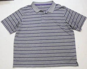 Camisa Polo XXL Great Northwest Gris y Púrpura Manga Corta Poliéster Rayas 1821 - Imagen 1 de 4