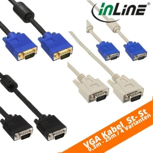 VGA Cable 15pin Male Plug Black Beige HD 0.3m - 25m Ferrite Core Gold Plated - Picture 1 of 3