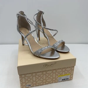 Jewel Badgley Mischka Womens DIMITRA Ankle Strap Open toe Shoes Silver Size 8.5 - Picture 1 of 10