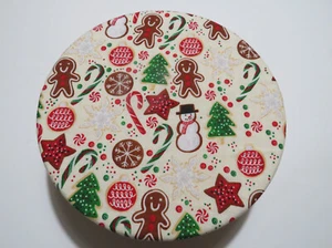Kitchenaid Bowl Cover Reversible Christmas Cookies and Red Gingham - Picture 1 of 4