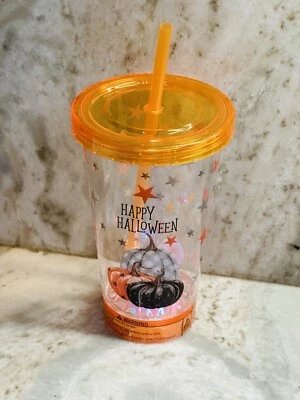 Calabazas espeluznantes iluminadas Halloween taza de acrílico suave para bebidas heladas 24 OZ Foto 1 de 4