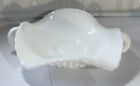 Fenton Hobnail Milk Glass Bon-Bon Candy Dish Double Handles 6.5? Around X 2? T